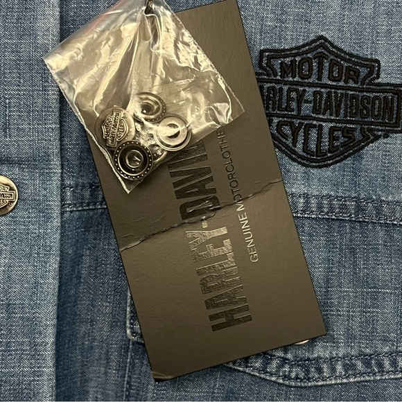 Harley-Davidson Division Chambray Anorak Jacket Denim Size Large NWT - Picture 8 of 13